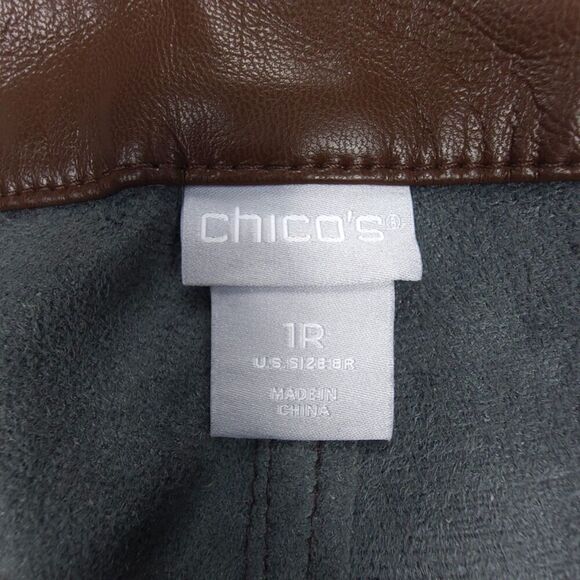 NEW Chicos Straight Faux Leather High Rise Ankle Pants 8 Chocolate Brown Minimal - Picture 2 of 8